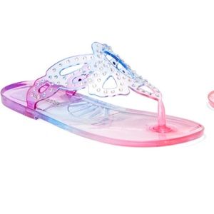 NWT Steve Madden butterfly rhinestone jelly thong sandal 4 girls.Size 2